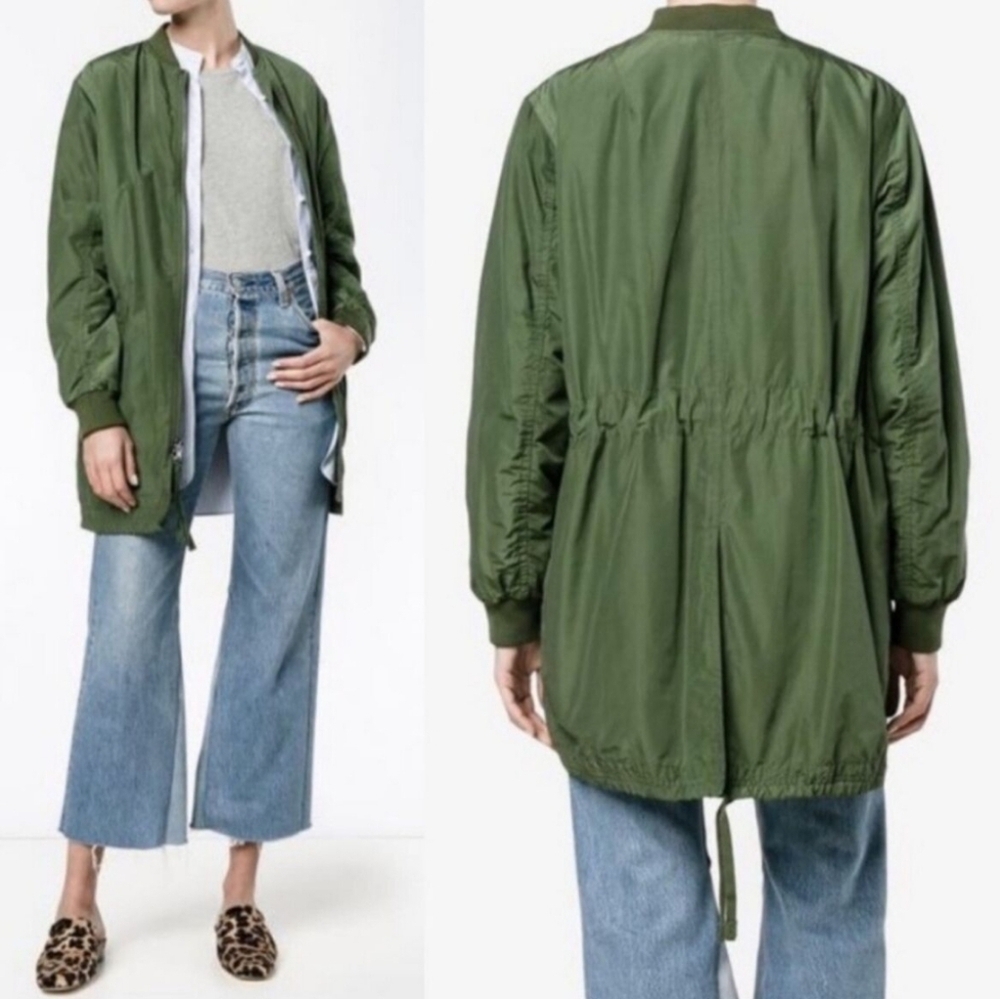 Vince Army Green Oversized Parka Utility Bomber Jacket Women's Size S